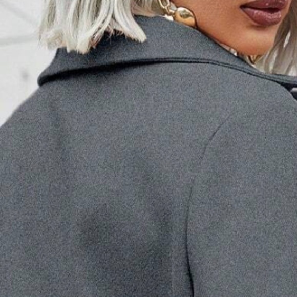 Classic Grey Double button Minimalist Pea Coat Jacket - Picture 2 of 3